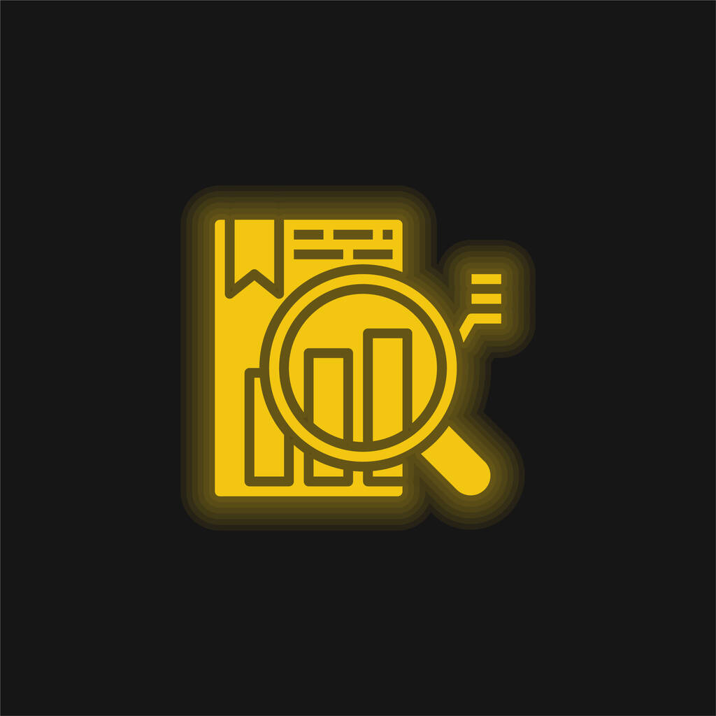 Analisi giallo brillante icona al neon - Vettoriali, immagini