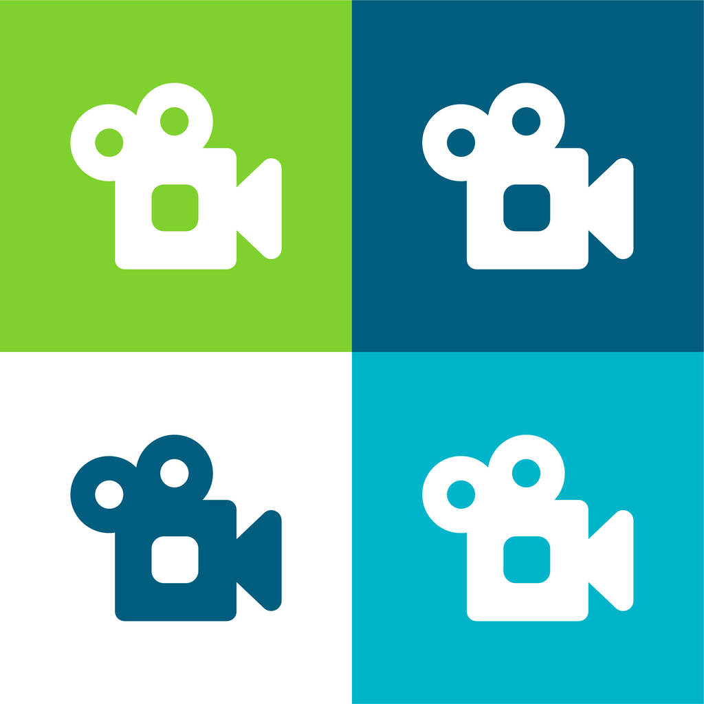 Analogiczna kamera wideo płaski zestaw czterech kolorów minimalny zestaw ikon - Wektor, obraz