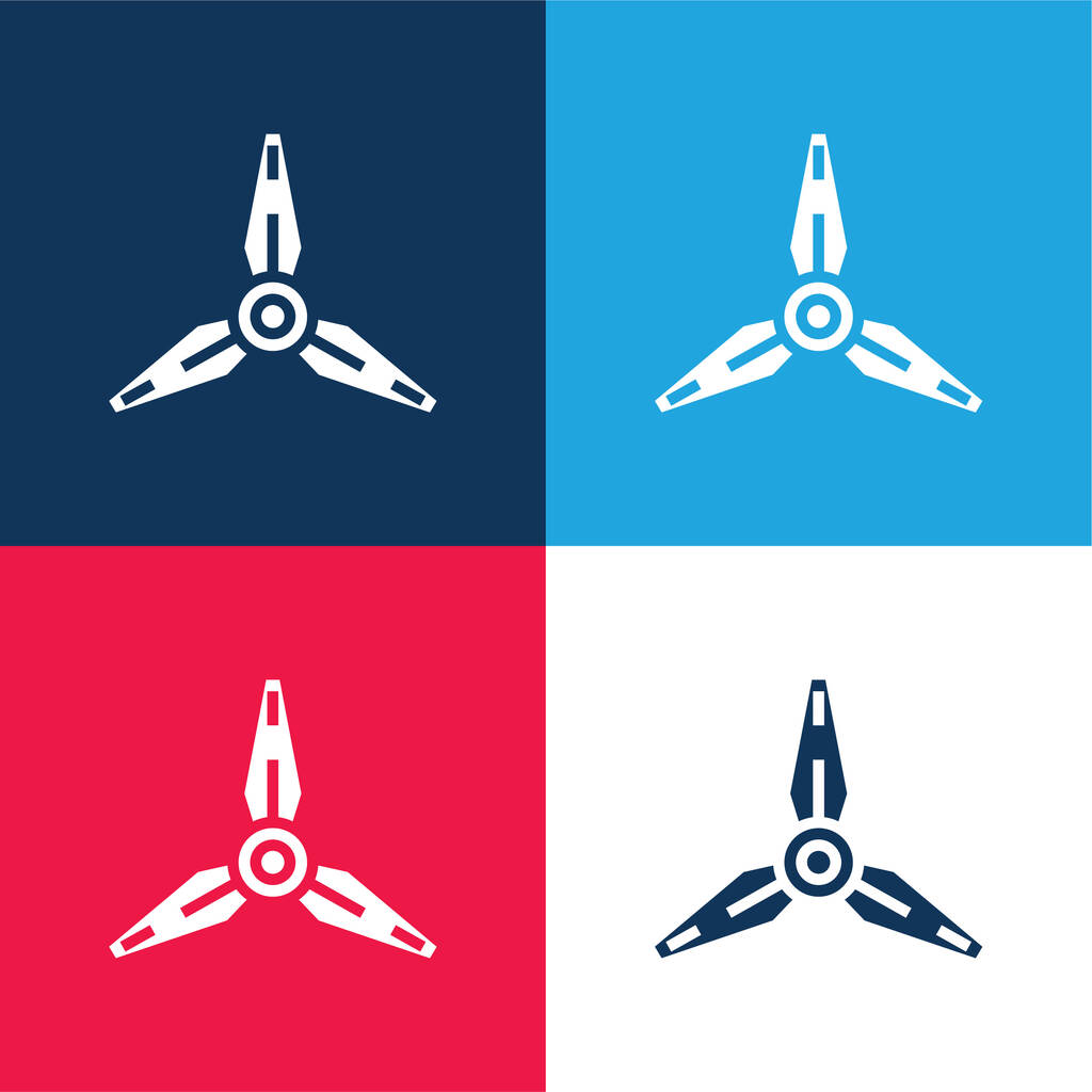 Blades azul y rojo conjunto de iconos mínimo de cuatro colores - Vector, Imagen
