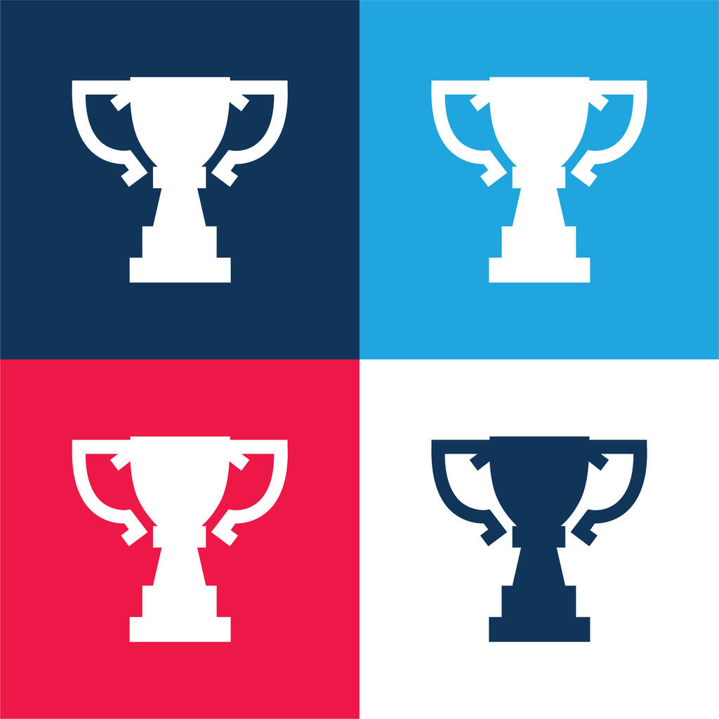 Силуэт Кубка Трофи большого размера синий и красный четыре цвета минимальный набор значков - Вектор,изображение