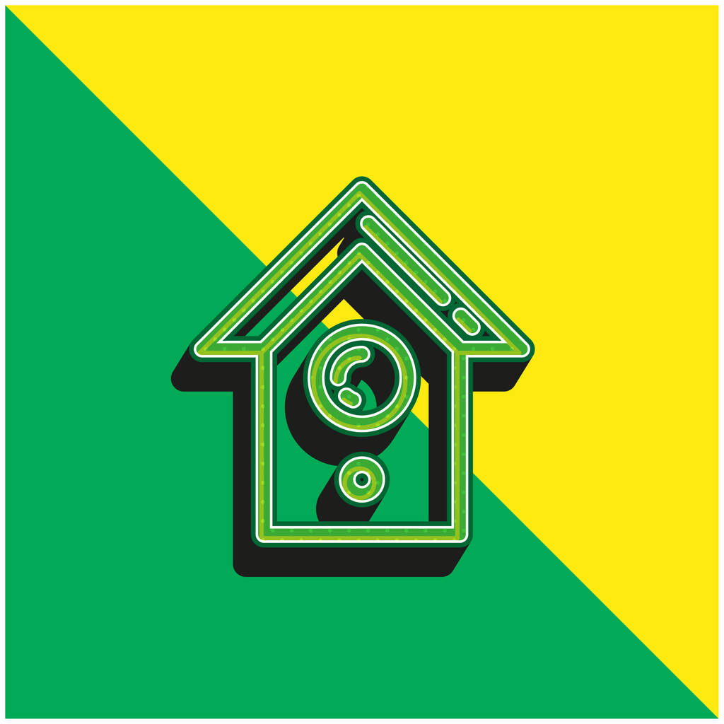 Bird House Logo vectoriel 3D moderne vert et jaune - Vecteur, image