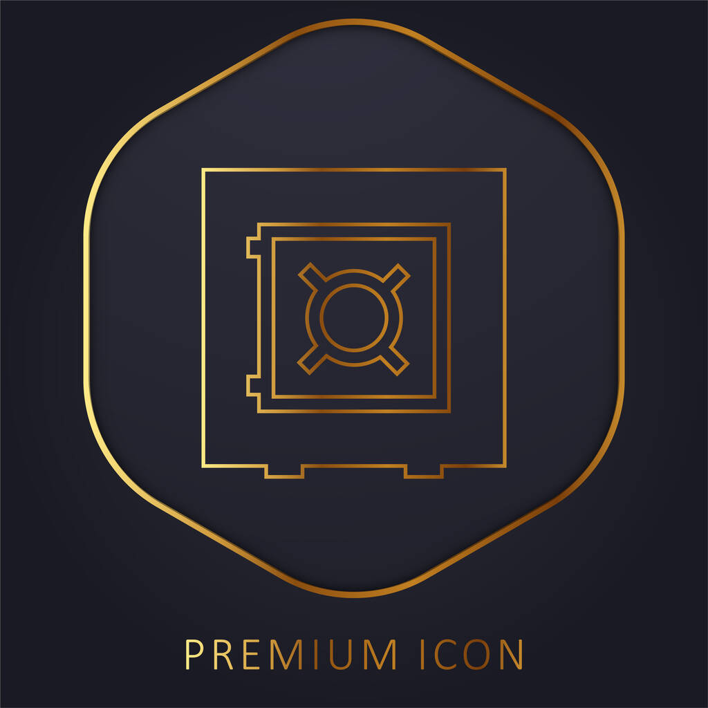 Логотип или значок золотой линии банковского сейфа - Вектор,изображение