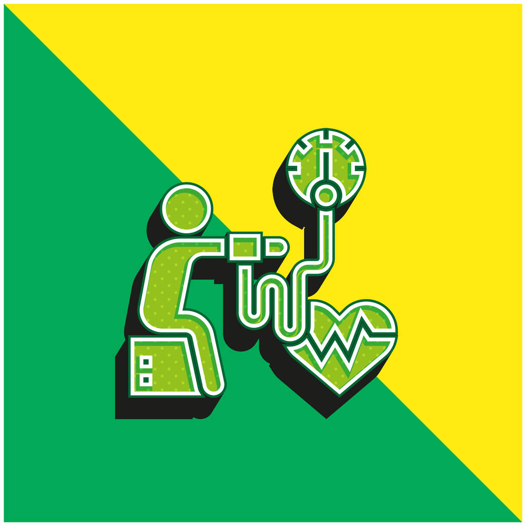 Presión arterial Verde y amarillo moderno vector 3d icono del logotipo - Vector, imagen