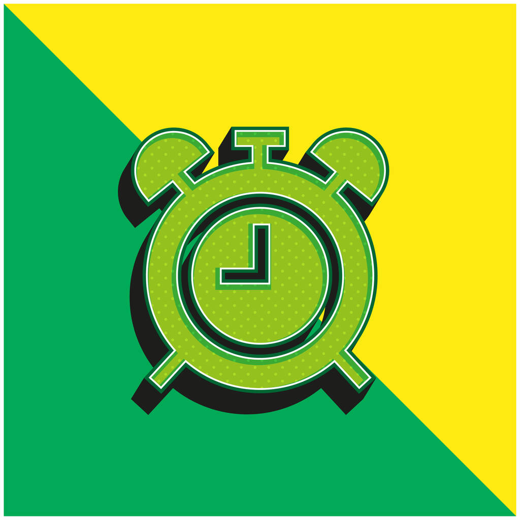 Alarma Clock Green and yellow modern 3d vector icon logo - Vector, Image