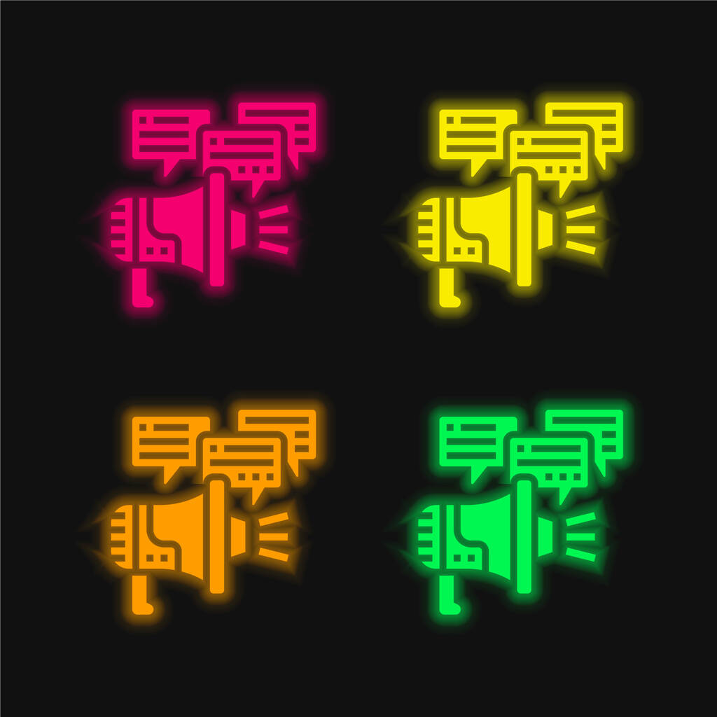 Reklam dört renk parlayan neon vektör simgesi - Vektör, Görsel