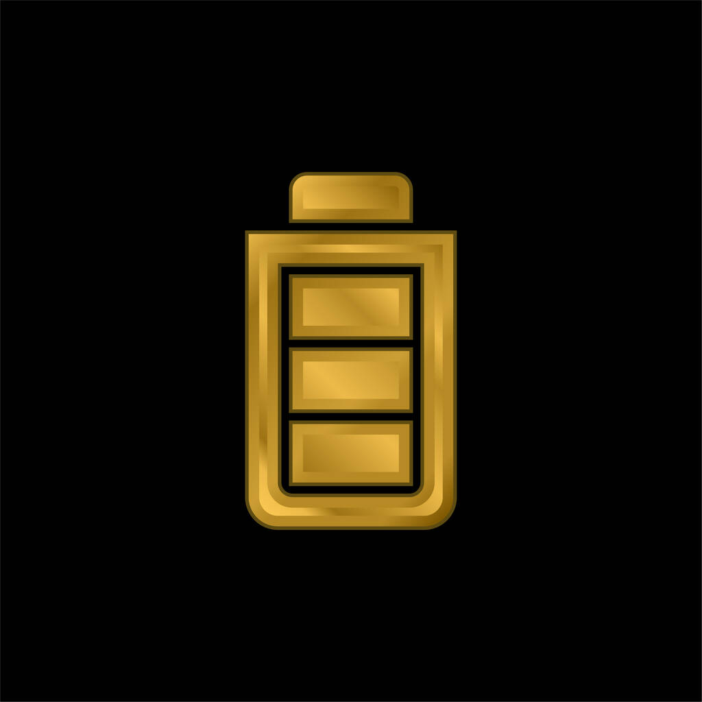 Batería chapado en oro icono metálico o vector de logotipo - Vector, imagen