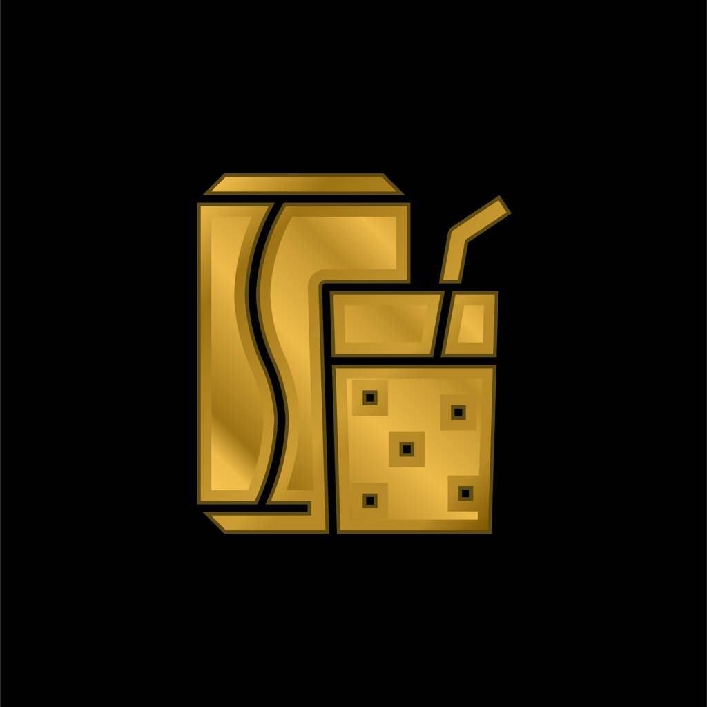 Напитки позолоченные металлические иконки или вектор логотипа - Вектор,изображение