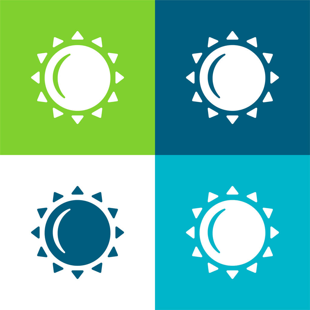 Big Sun Επίπεδη τέσσερις χρώμα ελάχιστο σύνολο εικονιδίων - Διάνυσμα, εικόνα