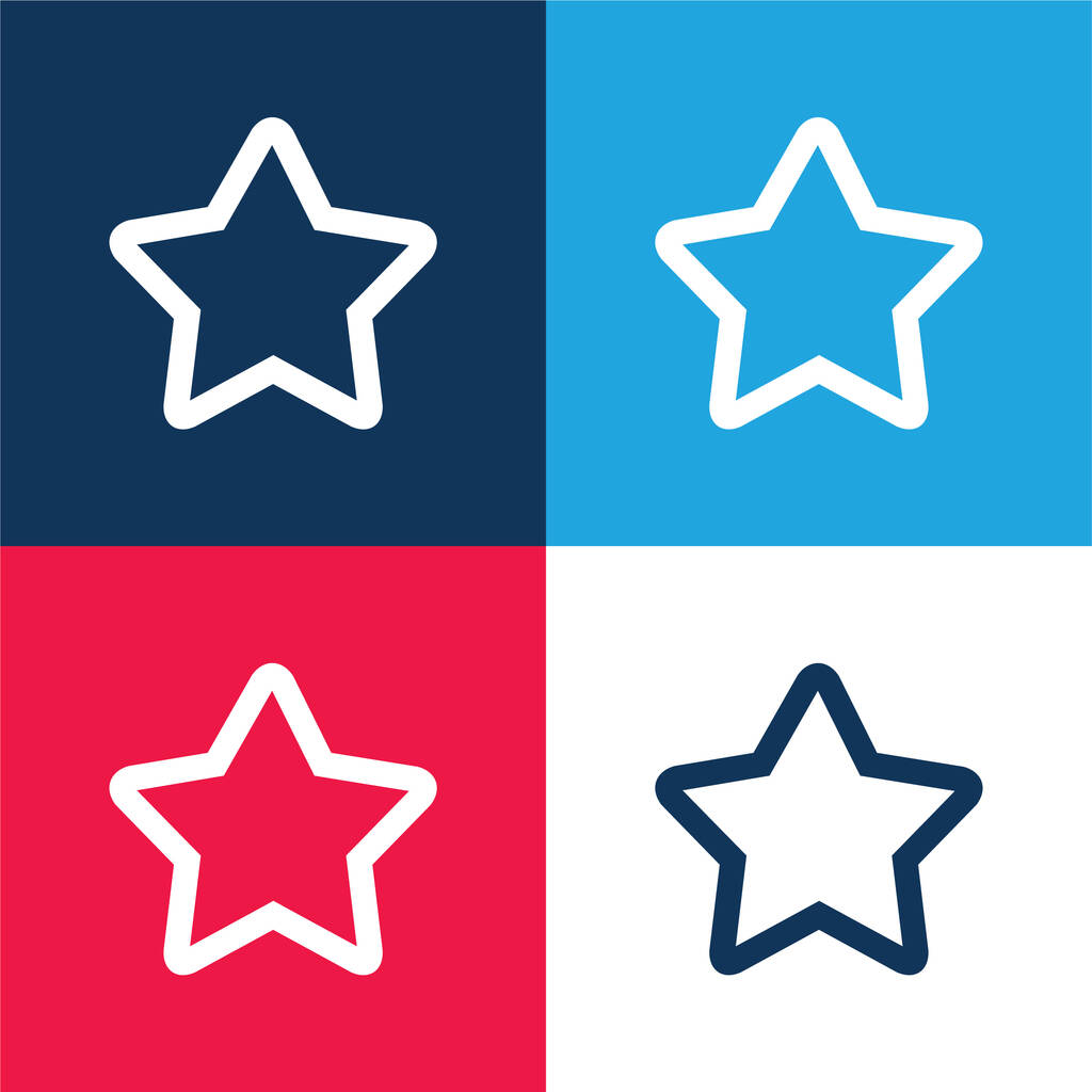1 Stern blau und rot vier Farben minimales Symbol-Set - Vektor, Bild