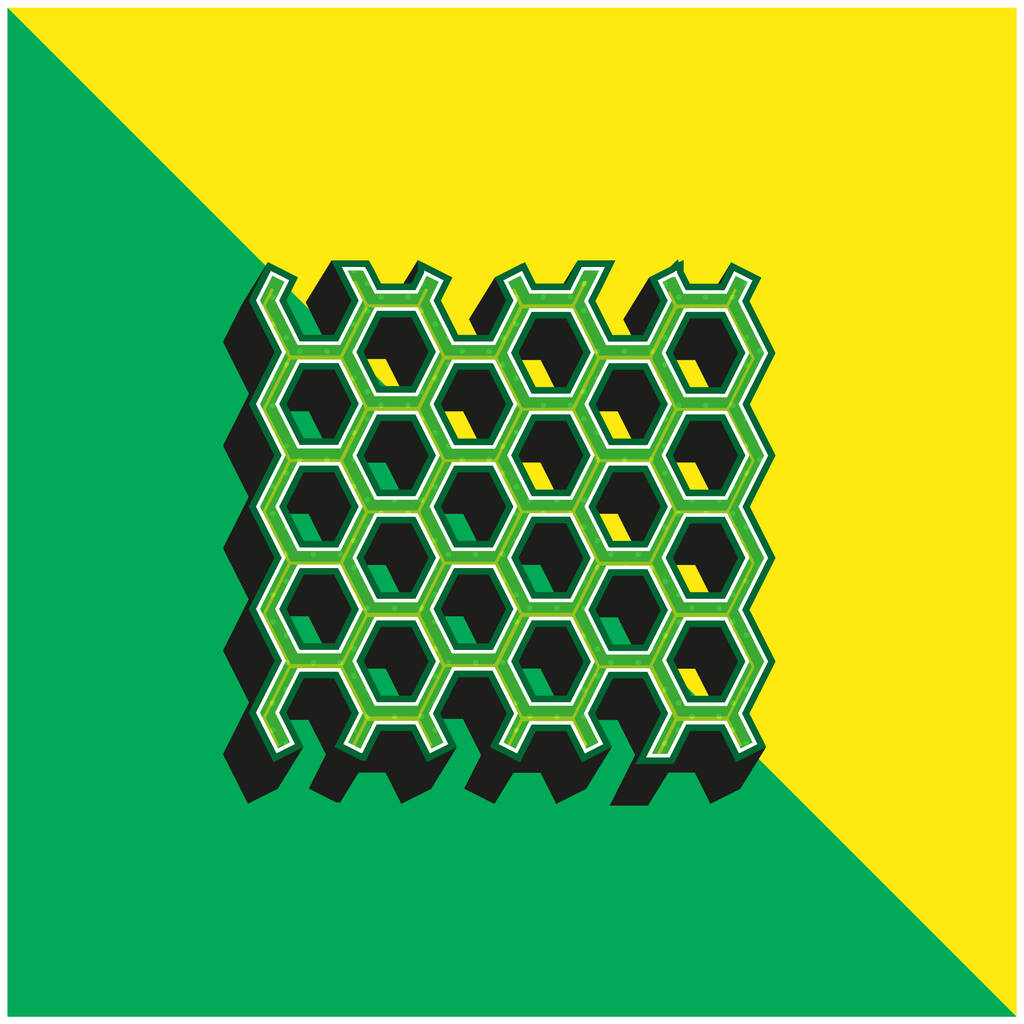 Bees Panel Υφή Πράσινο και κίτρινο σύγχρονο 3d διάνυσμα εικονίδιο λογότυπο - Διάνυσμα, εικόνα