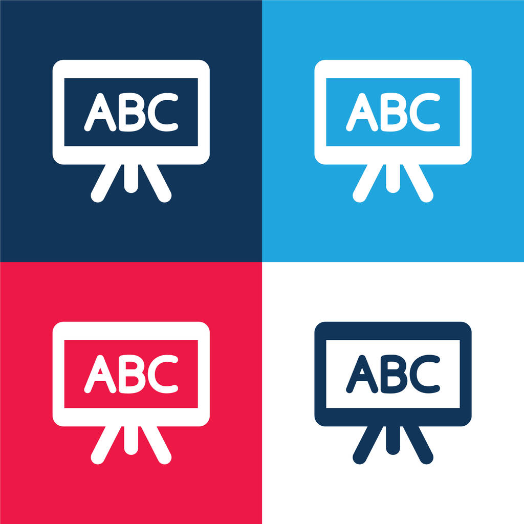 Abc azul y rojo conjunto de iconos mínimo de cuatro colores - Vector, imagen