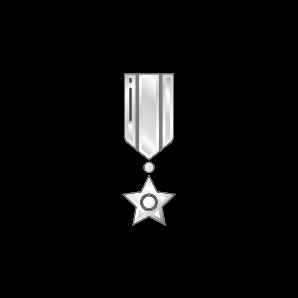 Ocenění stříbrná metalická ikona - Vektor, obrázek