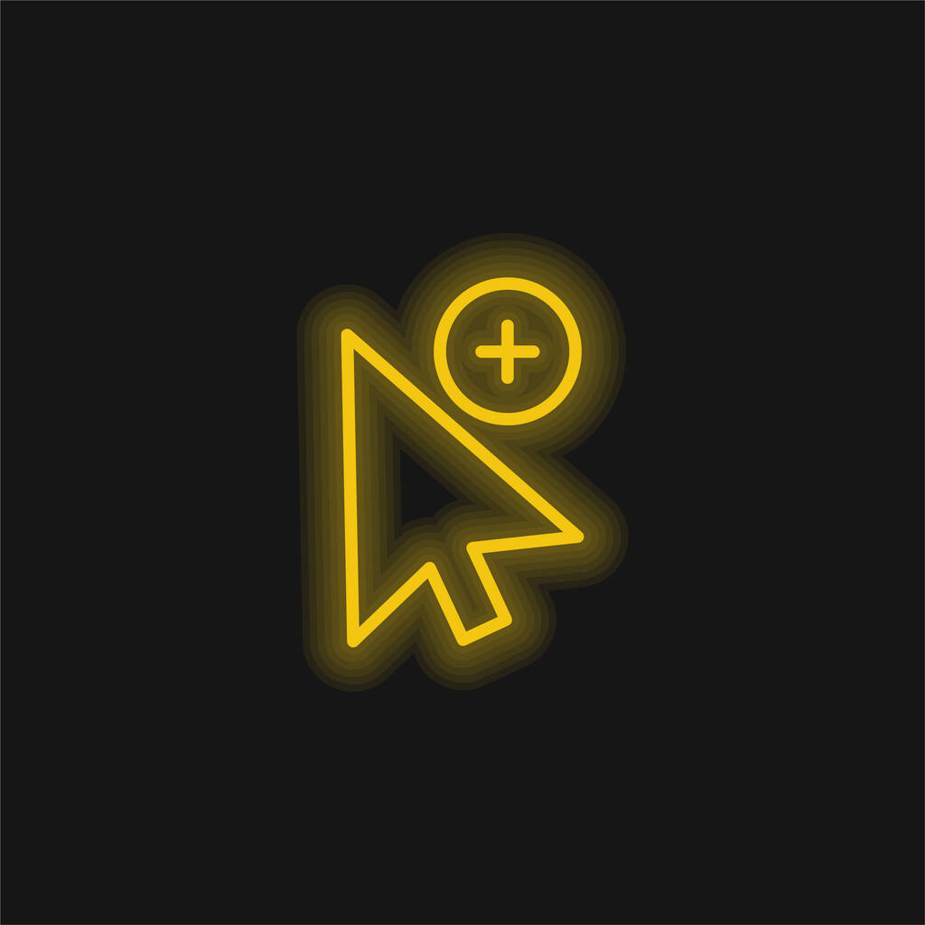 Adicionar Seleção amarelo brilhante ícone de néon - Vetor, Imagem