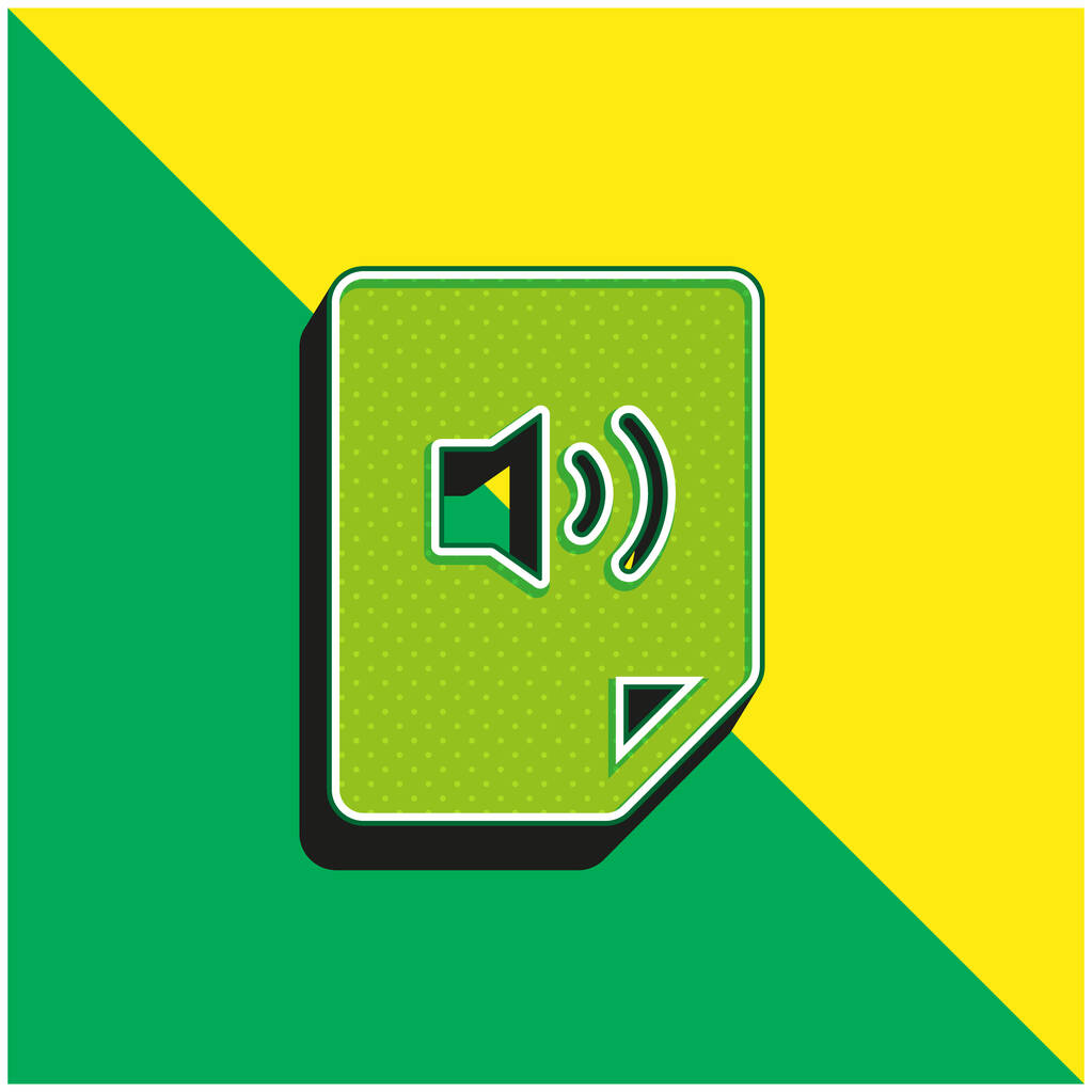 Audio File Zöld és sárga modern 3D vektor ikon logó - Vektor, kép