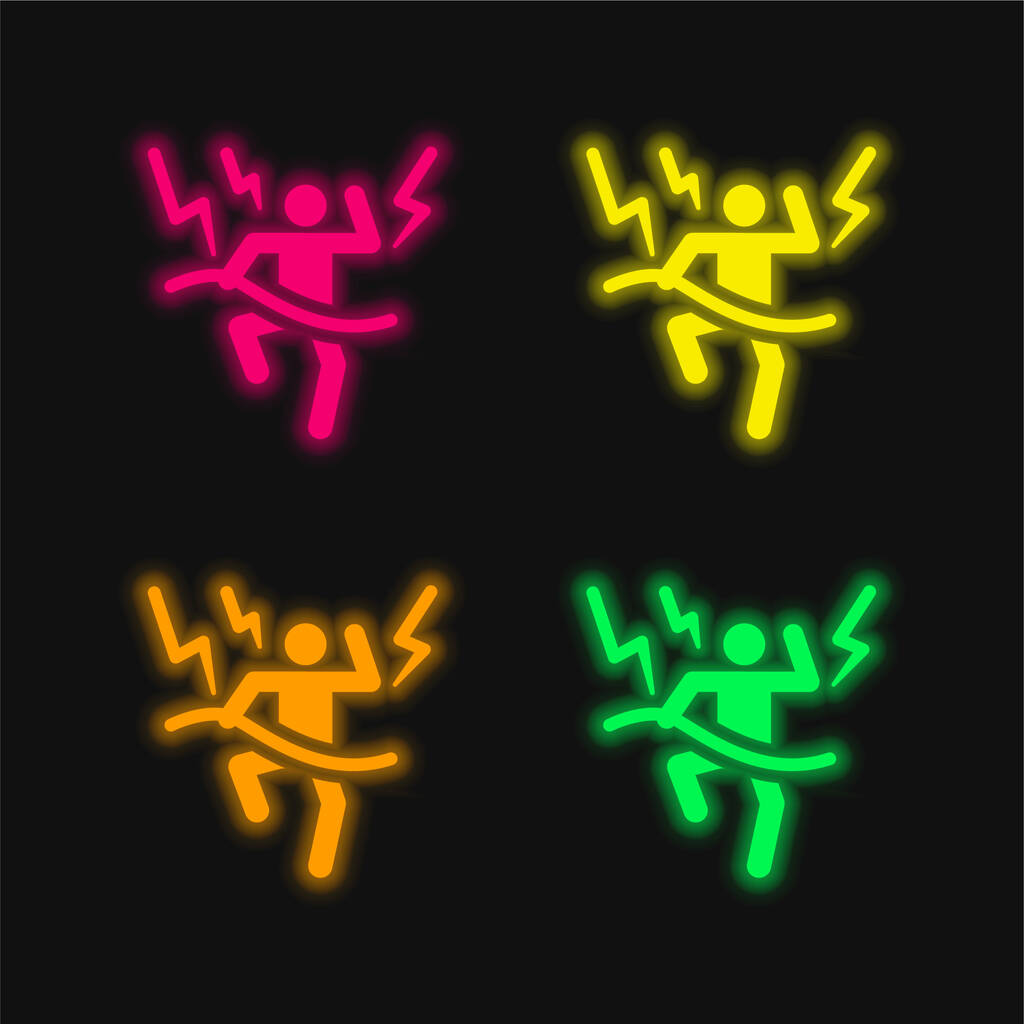 Accident four color glowing neon vector icon - Vector, Image