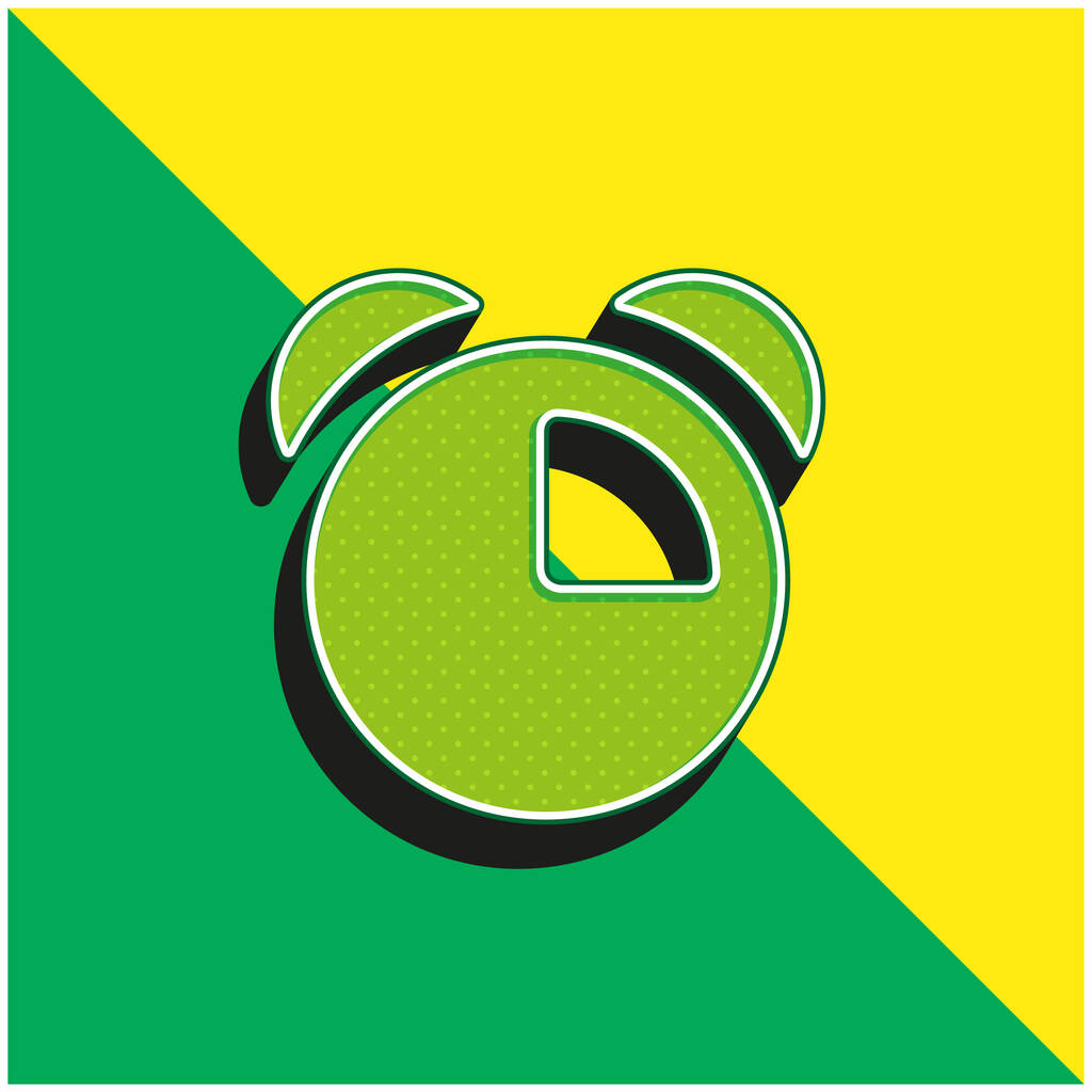Hälytyskello Vihreä ja keltainen moderni 3d vektori kuvake logo - Vektori, kuva