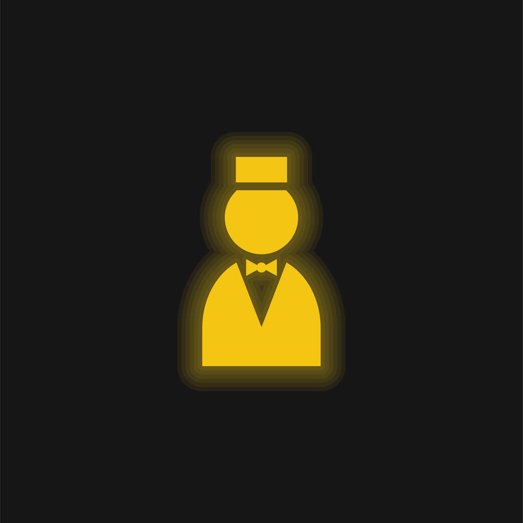 Bell Boy amarillo brillante icono de neón - Vector, imagen