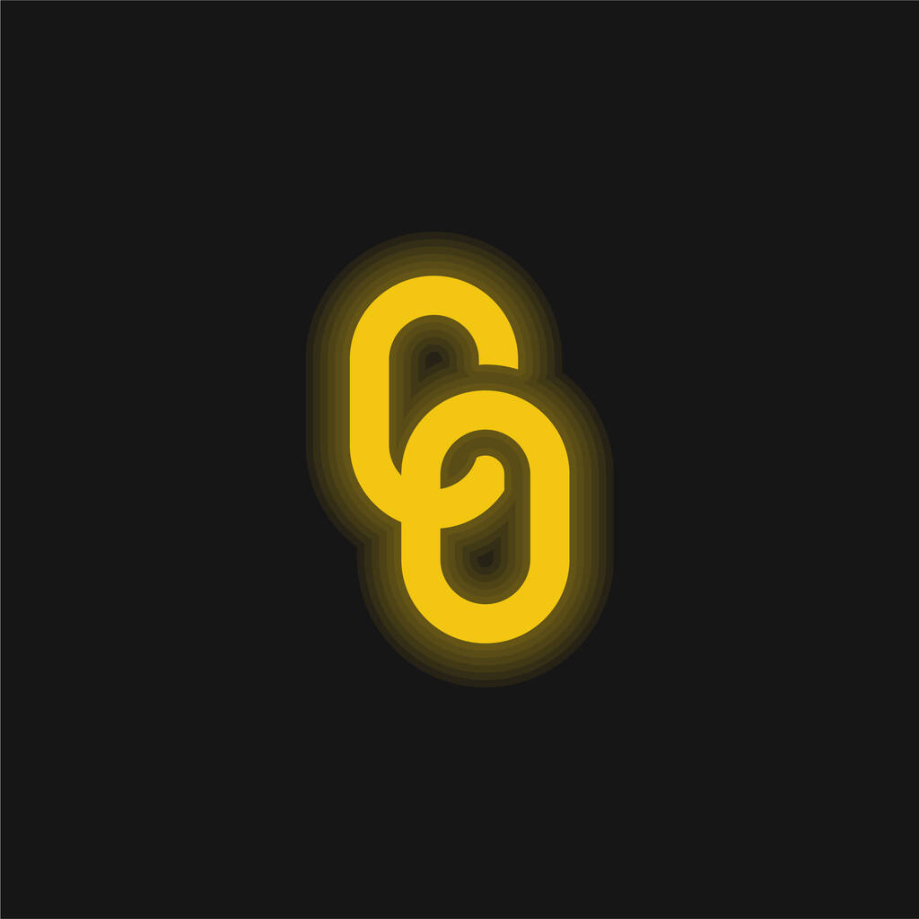 Big Chain geel gloeiende neon pictogram - Vector, afbeelding