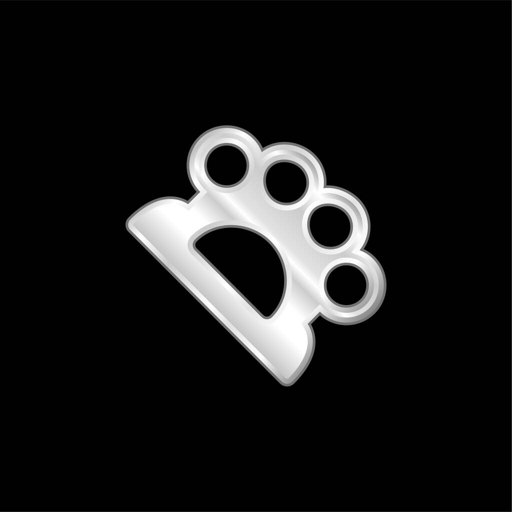 Brass Knuckles icône métallique argentée - Vecteur, image
