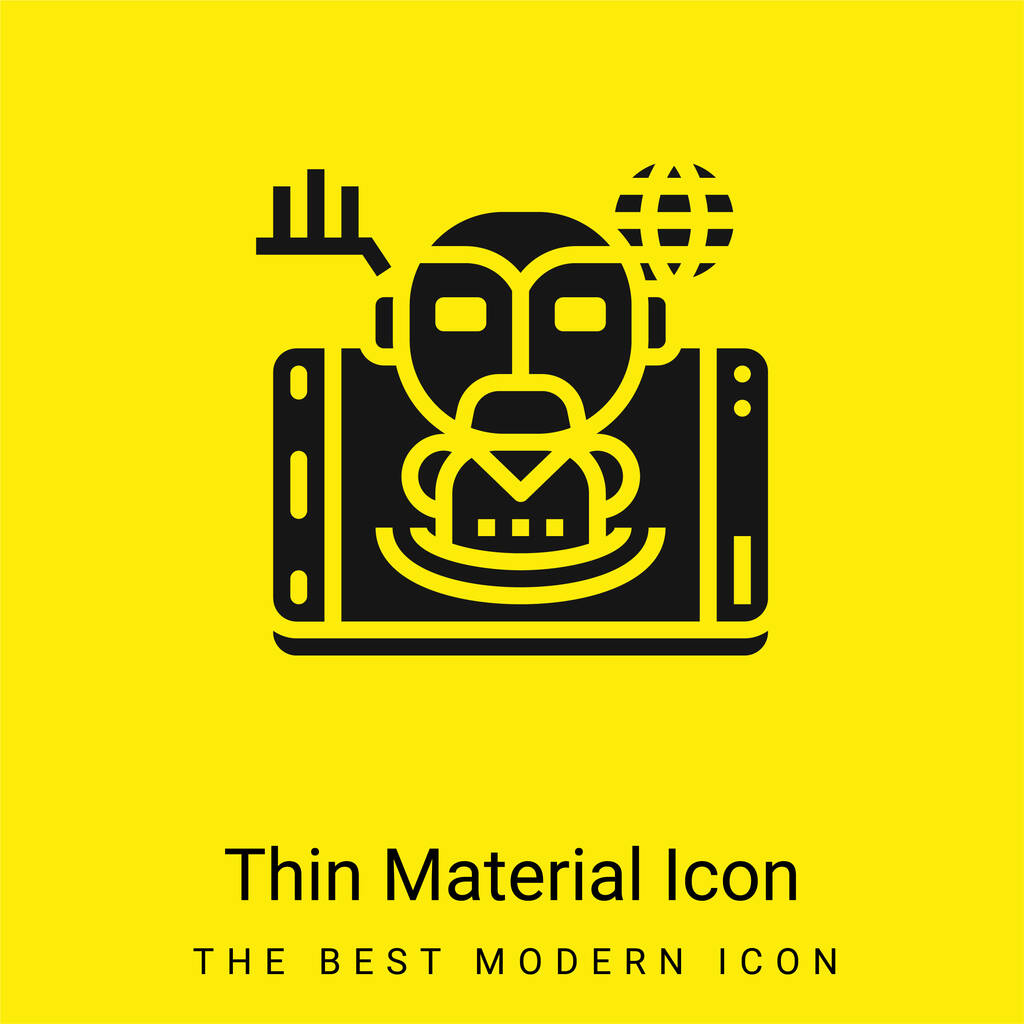 Mesterséges intelligencia minimális fényes sárga anyag ikon - Vektor, kép