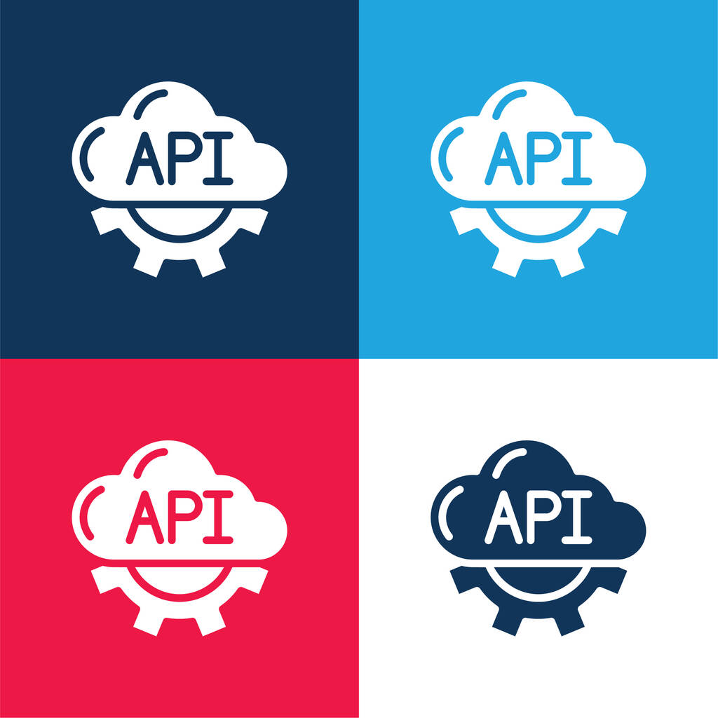 Api blue and red four color minimal icon set - Vector, Image