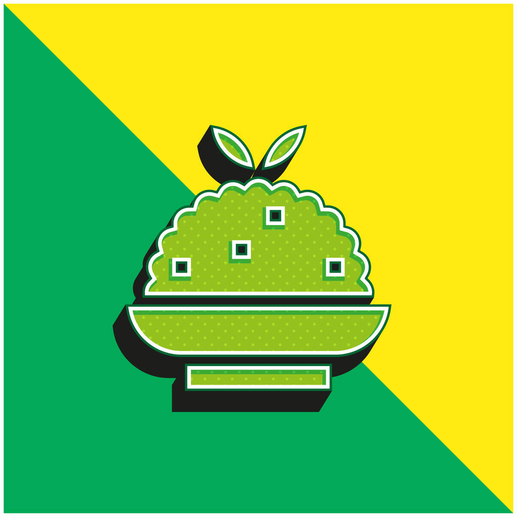 Биряни Зеленый и желтый современный 3d логотип векторной иконы - Вектор,изображение