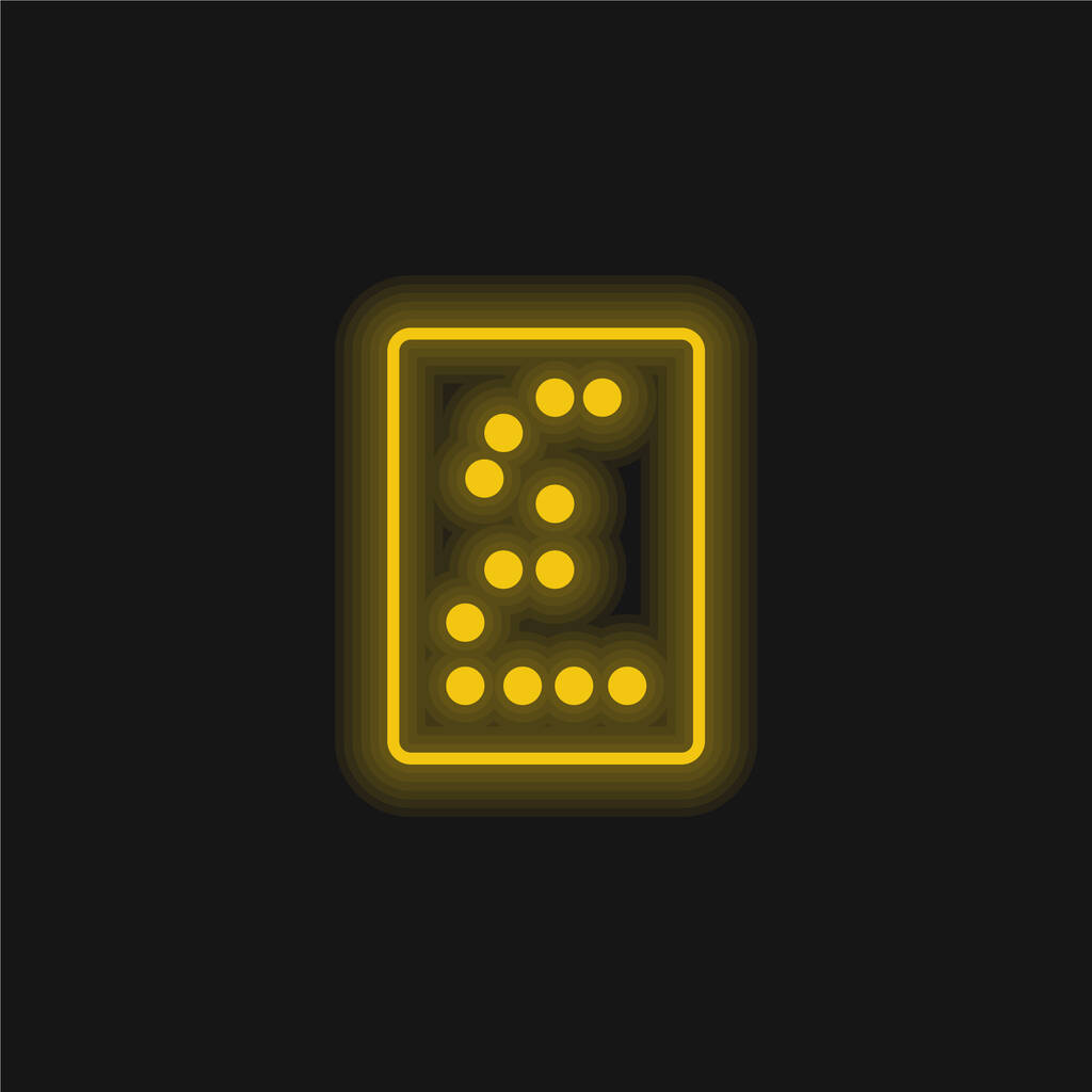 Braille Text yellow glowing neon icon - Vector, Image