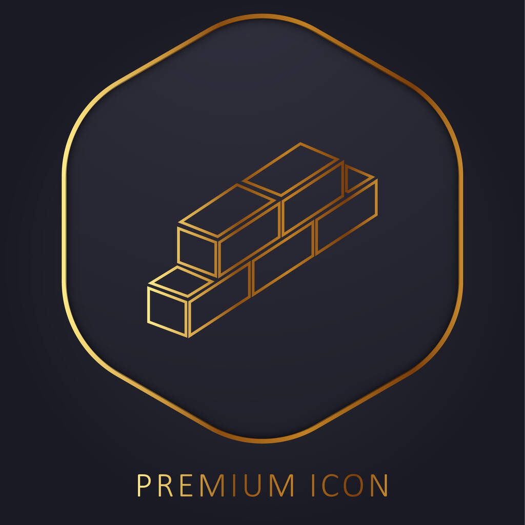 Bricks golden line premium logo or icon - Vector, Image