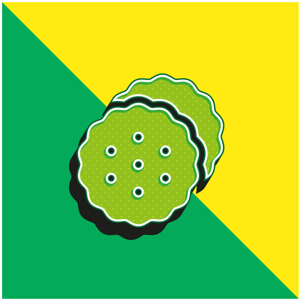 Μπισκότα Πράσινο και κίτρινο σύγχρονο 3d διάνυσμα εικονίδιο λογότυπο - Διάνυσμα, εικόνα