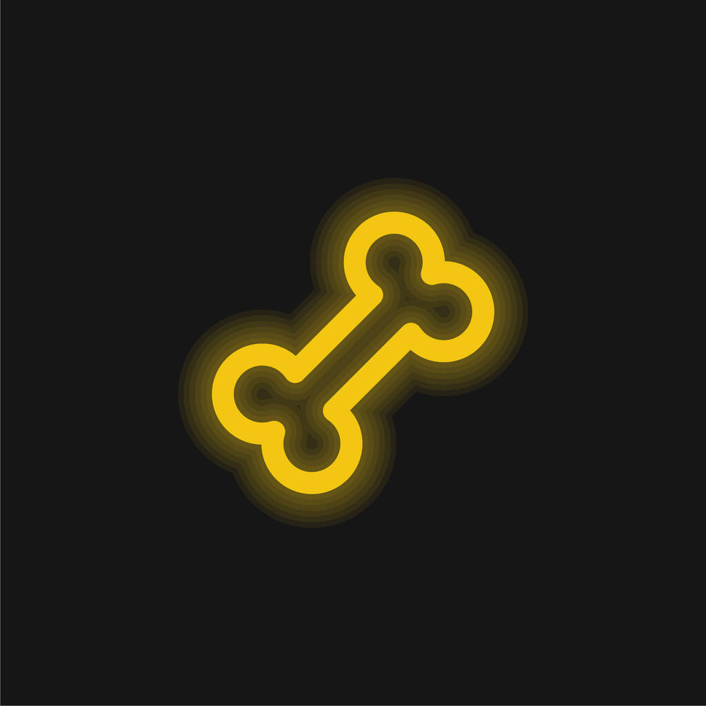 Bone yellow glowing neon icon - Vector, Image