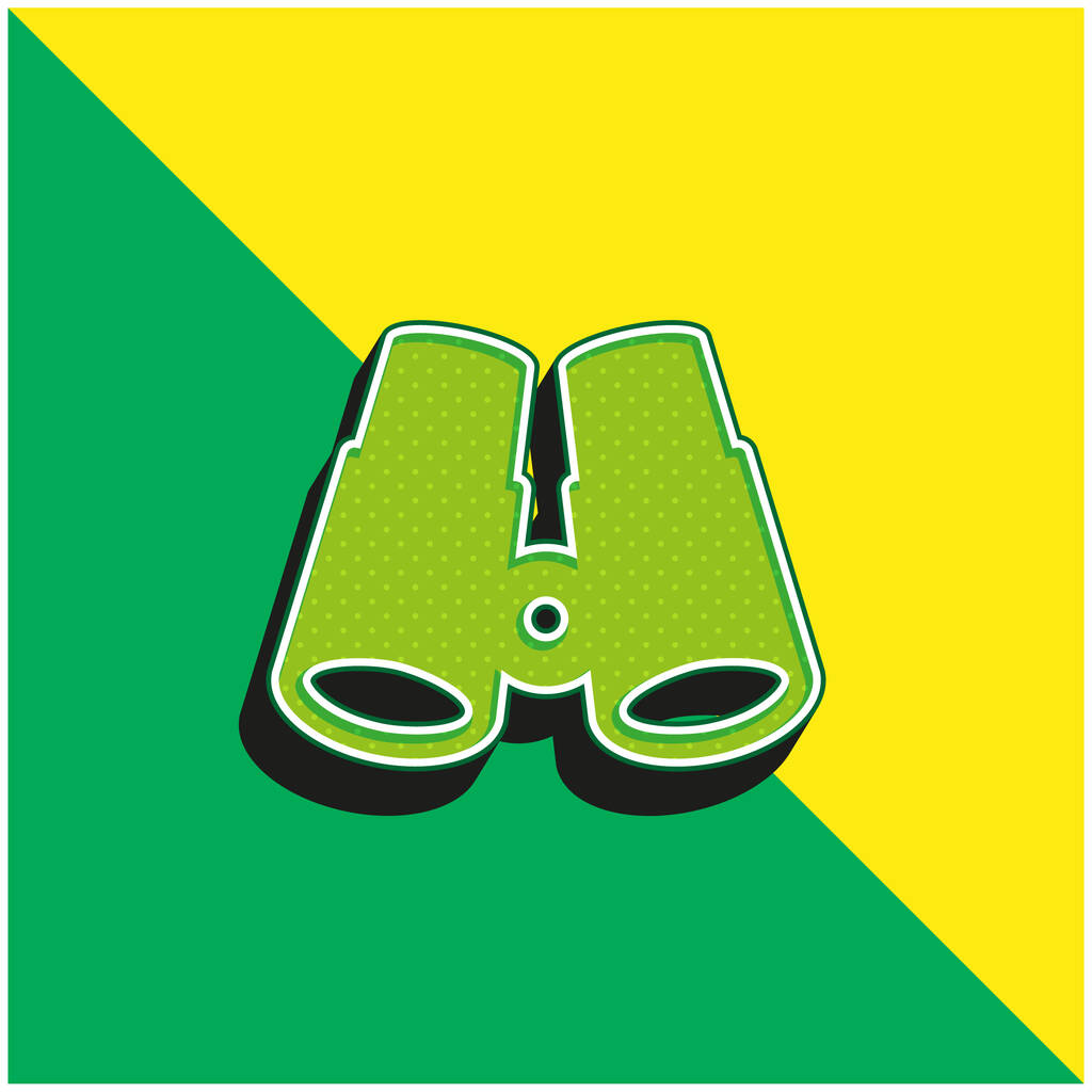 Binóculos Verde e amarelo moderno logotipo vetor 3d ícone - Vetor, Imagem