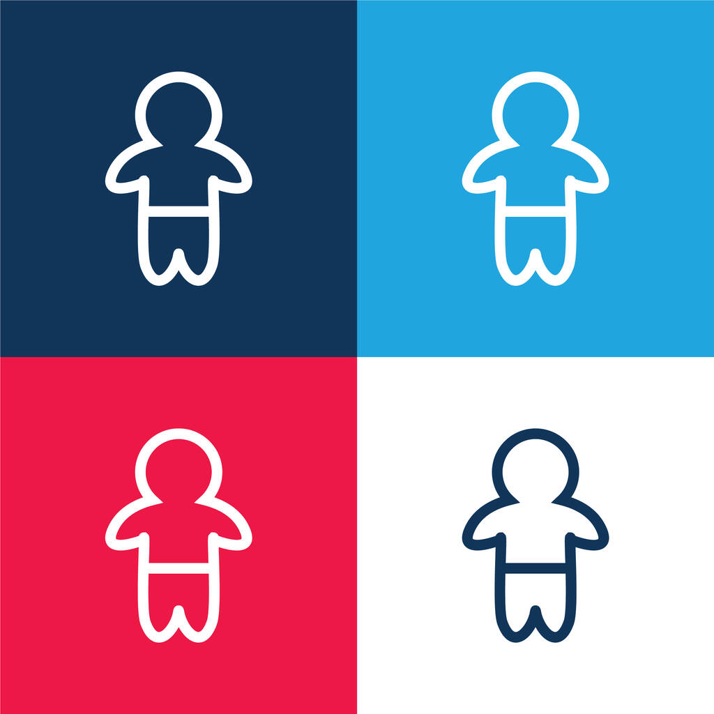 赤ちゃん立ちアウトラインパンツブルーと赤の4色の最小アイコンセット - ベクター画像
