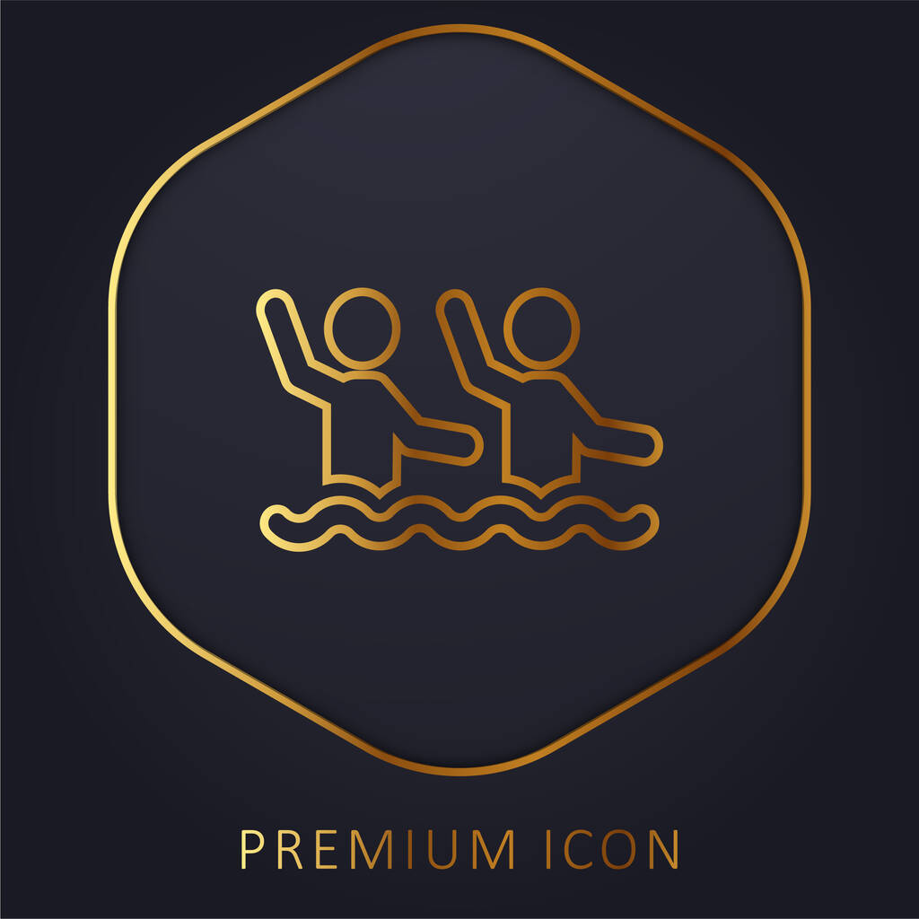 Aqua Gym golden line premium logo or icon - Vector, Image