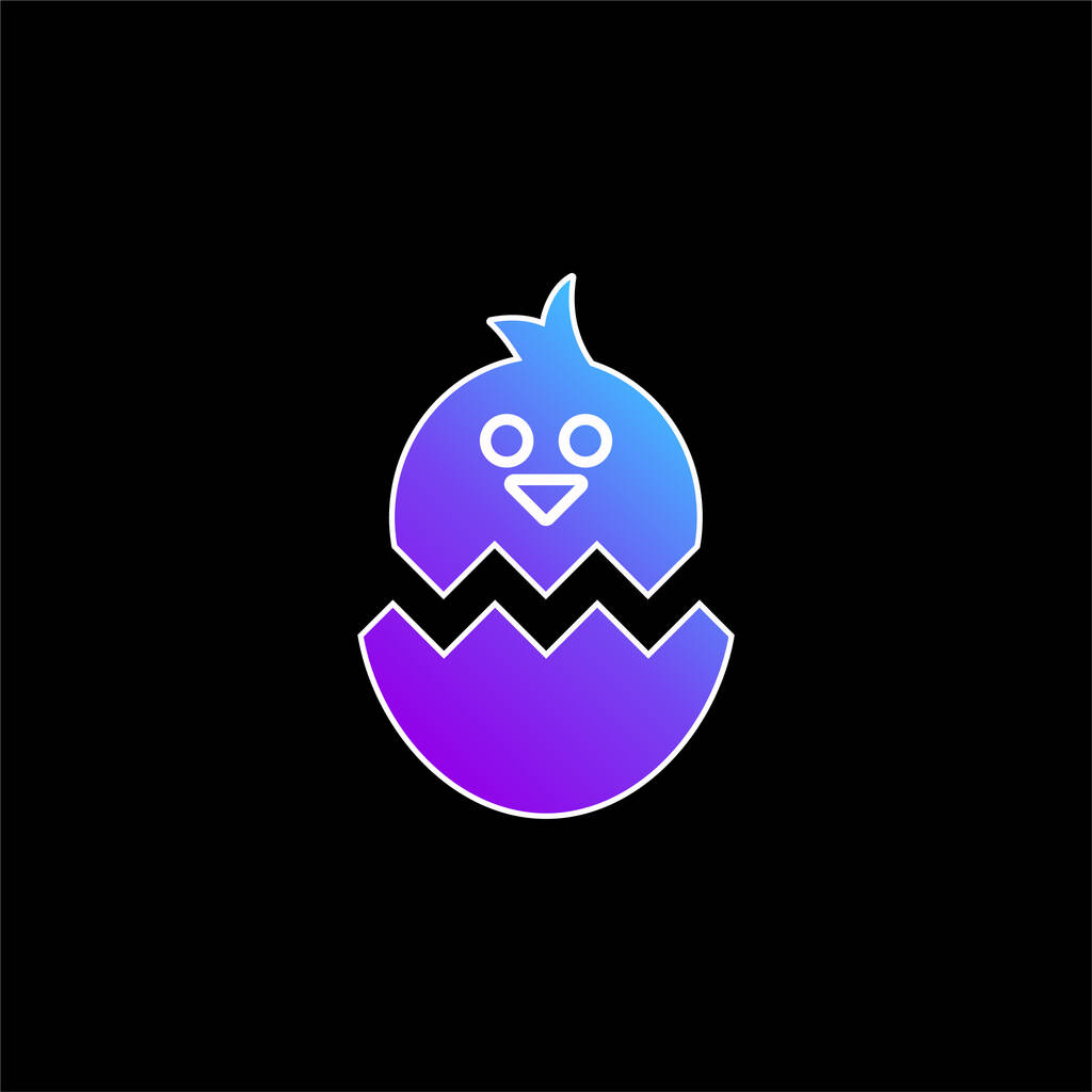 Boken Egg z ikoną wektora niebieskiego gradientu kurczaka - Wektor, obraz