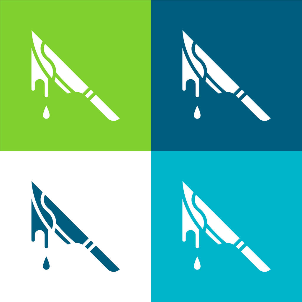Set di icone minimali a quattro colori Bloody Flat - Vettoriali, immagini