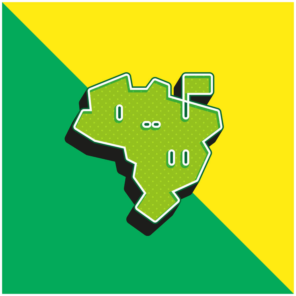 Βραζιλία Πράσινο και κίτρινο σύγχρονο 3d διάνυσμα εικονίδιο λογότυπο - Διάνυσμα, εικόνα