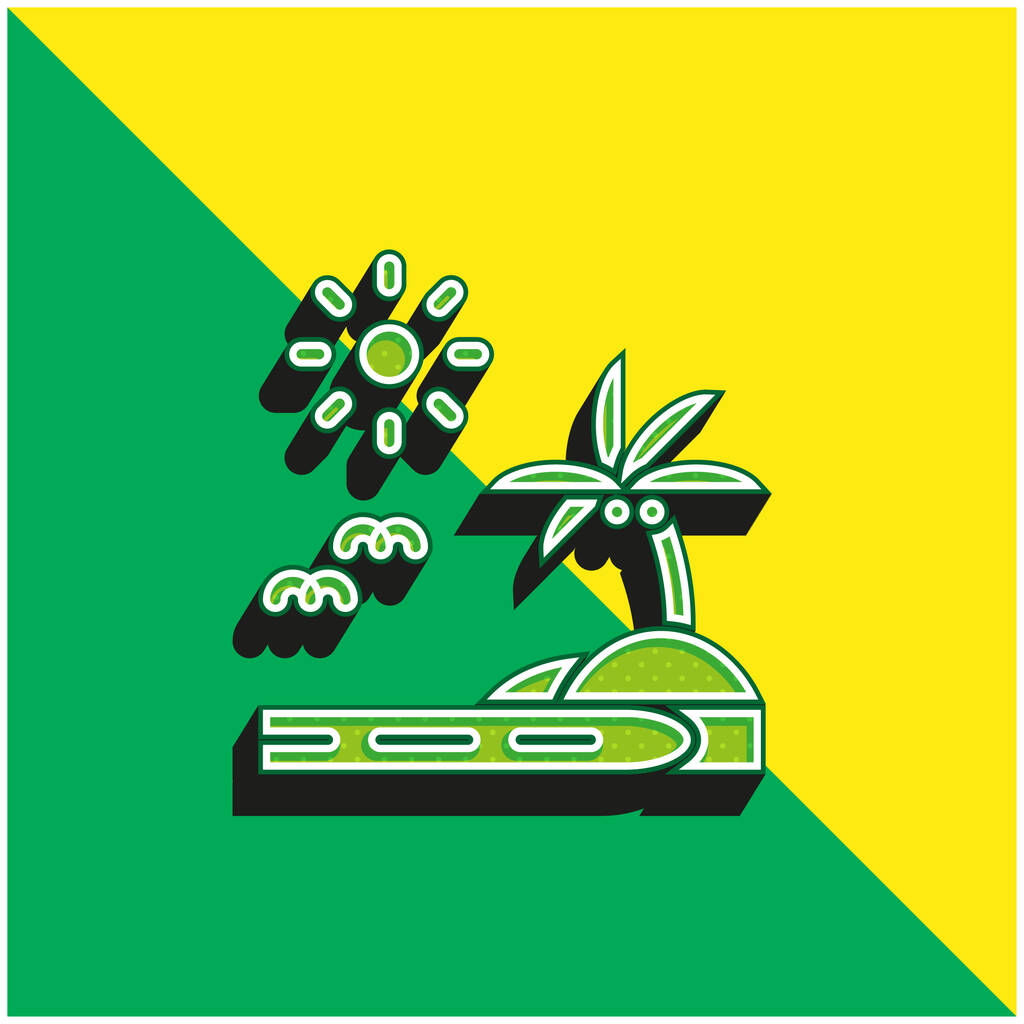 Beach Green a žluté moderní 3D vektorové logo - Vektor, obrázek