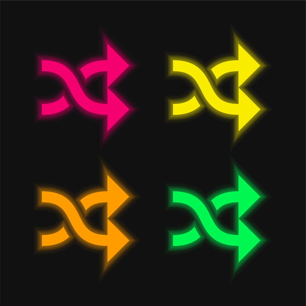 Setas cruzadas Casal quatro cores brilhante ícone vetor de néon - Vetor, Imagem