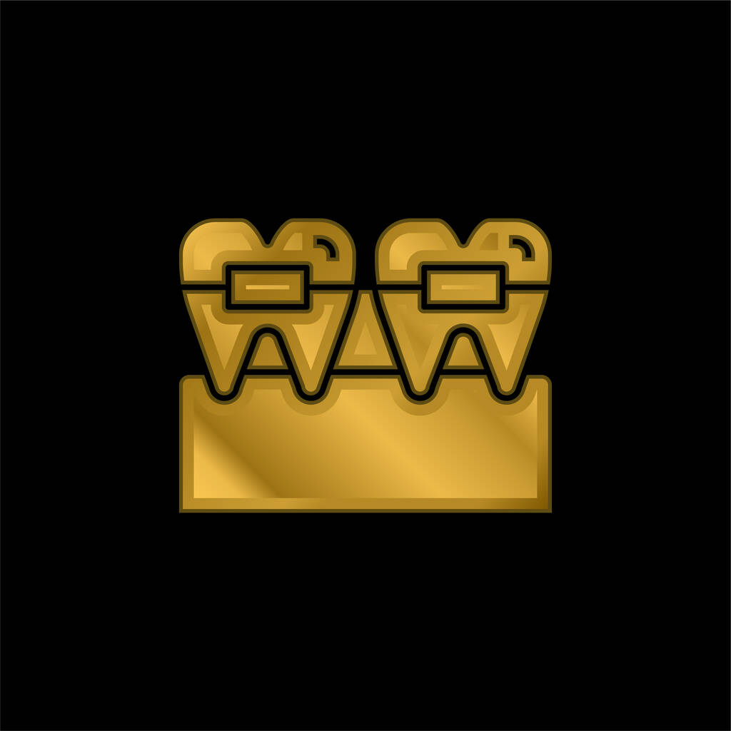 Bretelle oro placcato icona metallica o logo vettoriale - Vettoriali, immagini
