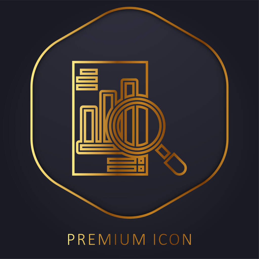 Análise linha dourada logotipo premium ou ícone - Vetor, Imagem