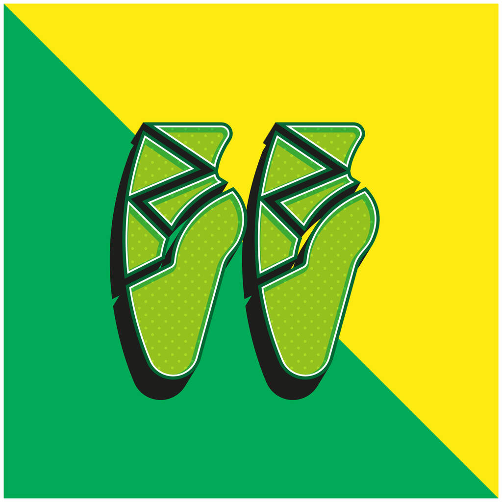 Balletto Scarpe Verde e giallo moderno 3d vettore icona logo - Vettoriali, immagini
