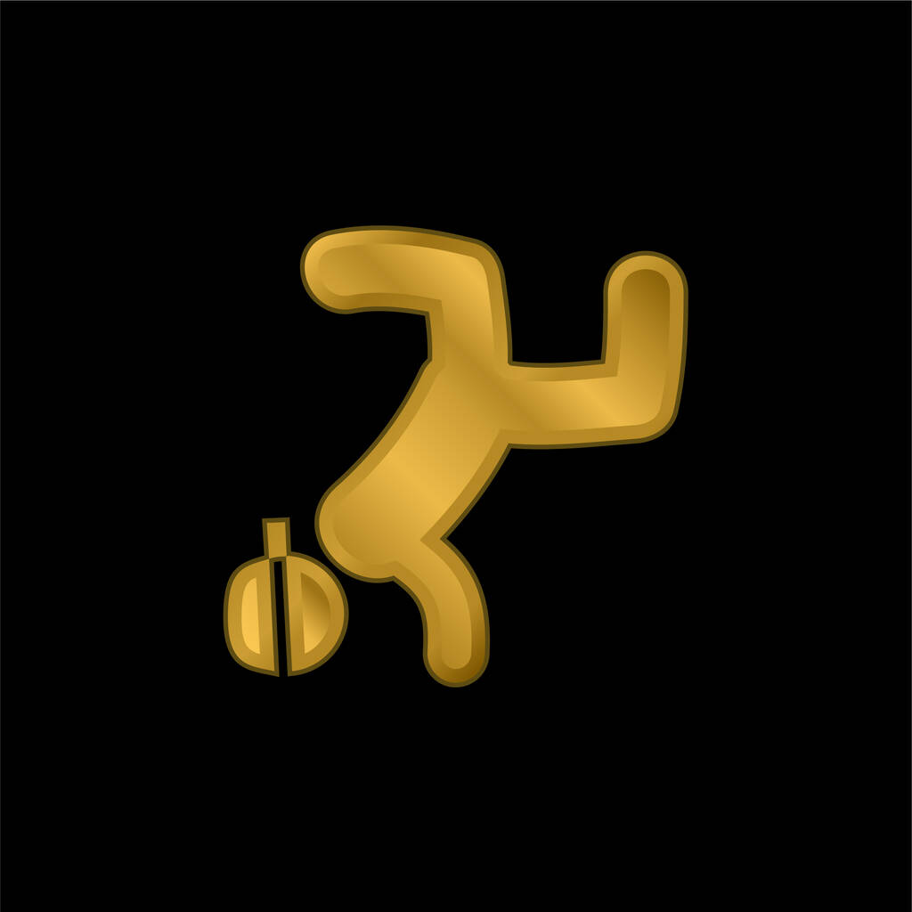 Breakdancing gold plated metalic icon or logo vector - Vector, Image