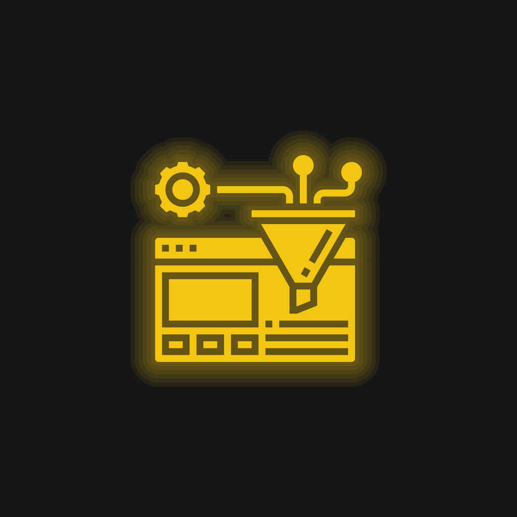 Algoritma sarı parlak neon simgesi - Vektör, Görsel