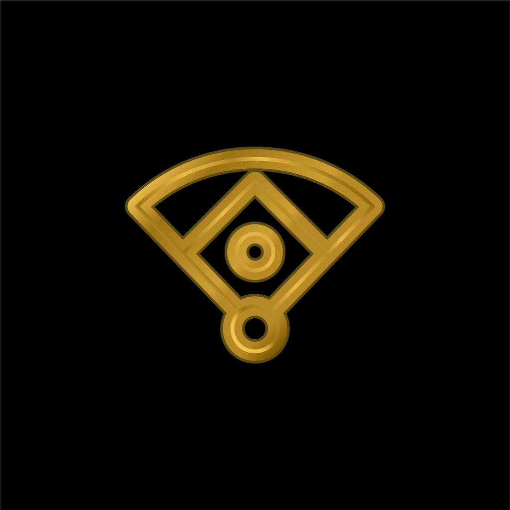 Baseball Diamond gold plated metalic icon or logo vector - Vector, Image