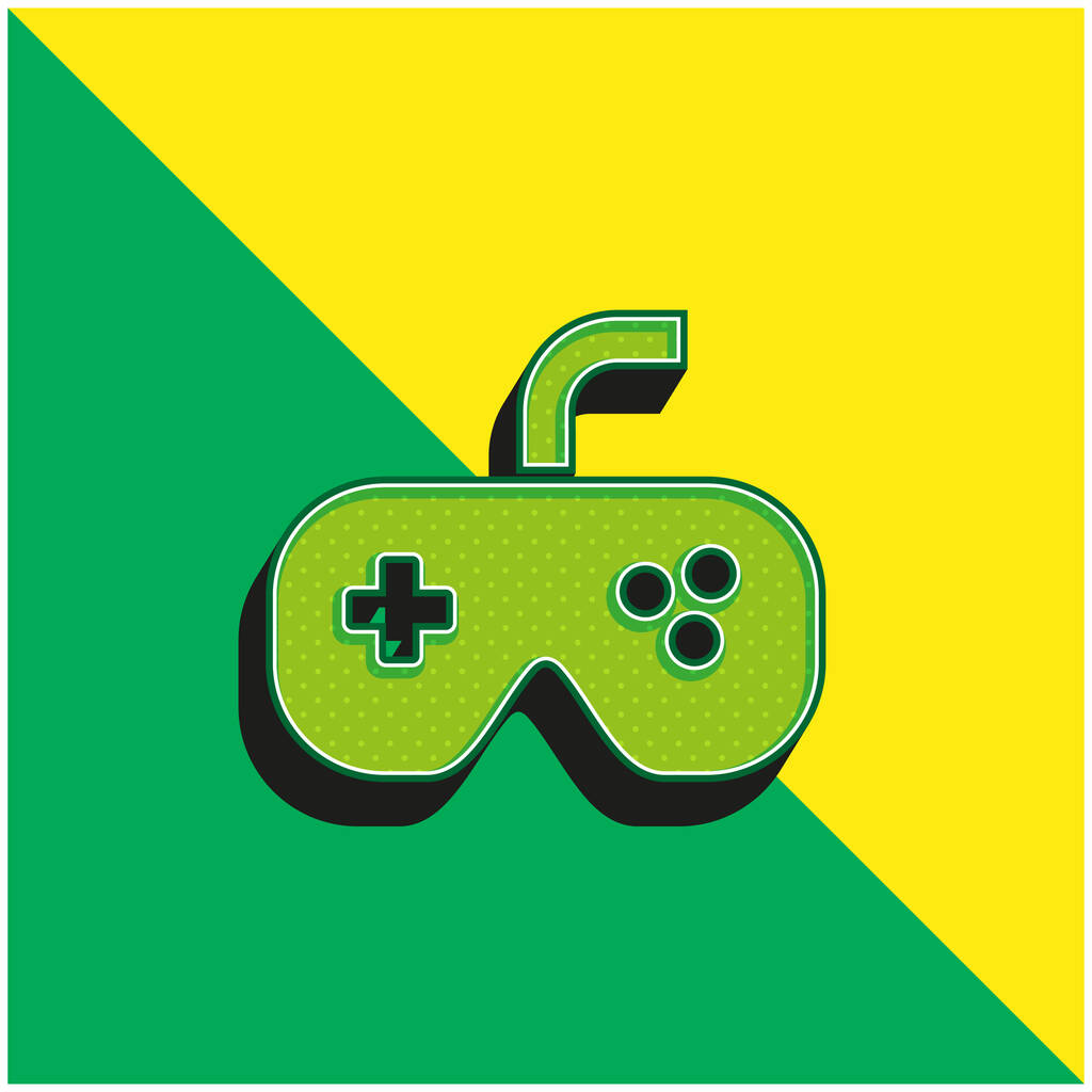 Zwart Gamepad Groen en geel modern 3D vector pictogram logo - Vector, afbeelding
