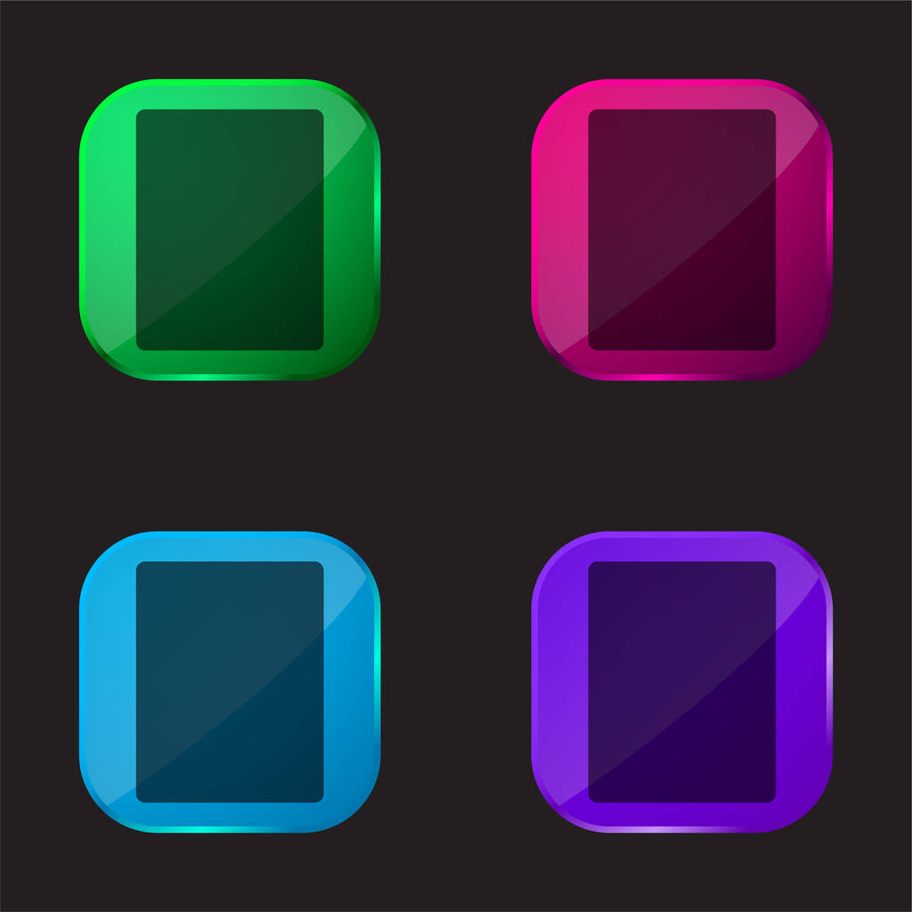 Rettangolo nero quattro colori icona pulsante di vetro - Vettoriali, immagini