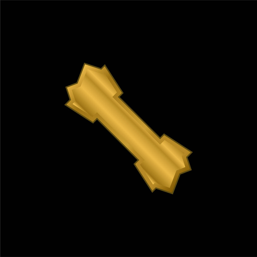 Hueso chapado en oro icono metálico o logo vector - Vector, imagen