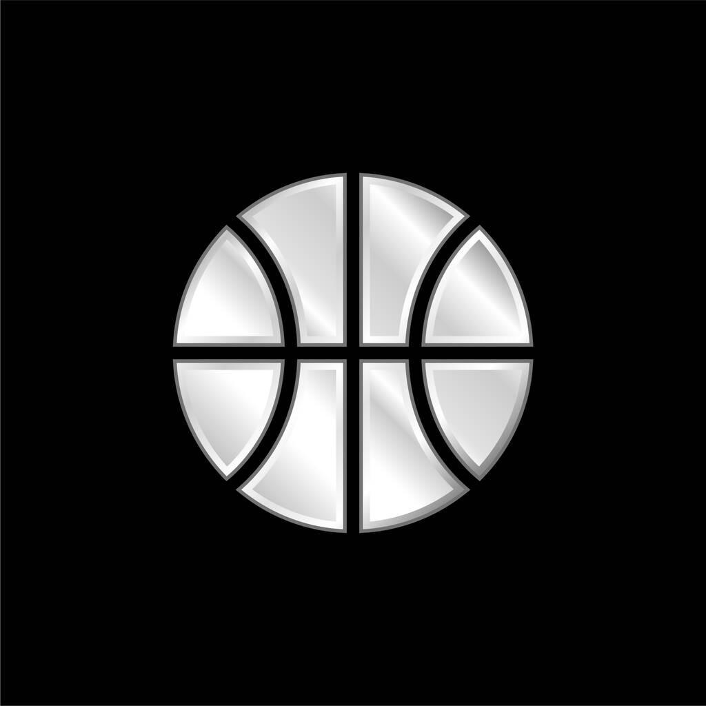 バスケットボールゲーム銀メッキ金属アイコン - ベクター画像
