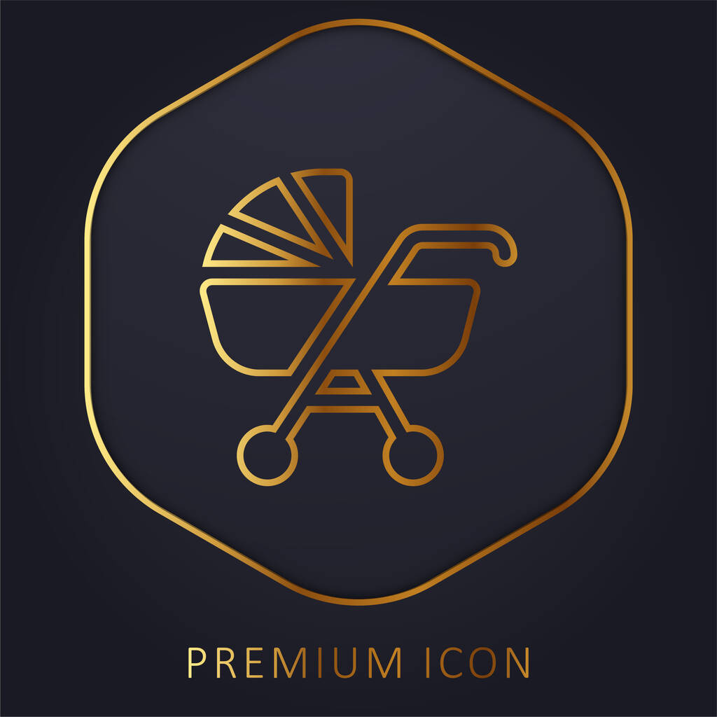 Zlaté prémiové logo nebo ikona dětského kočárku - Vektor, obrázek