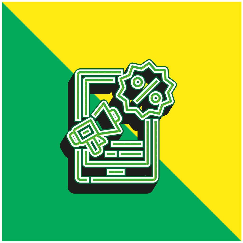 Mainonta Vihreä ja keltainen moderni 3d vektori kuvake logo - Vektori, kuva